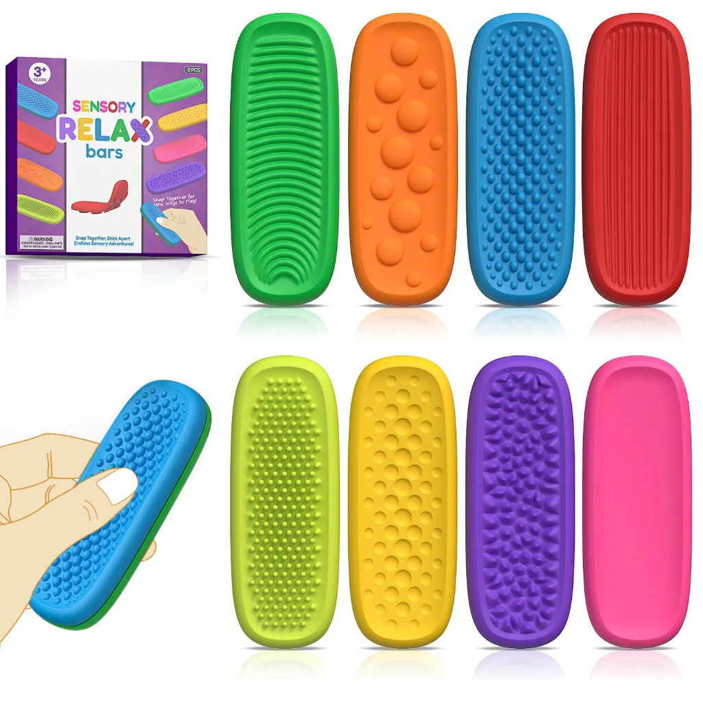 [T012] Textured Sensory Fidget Bars (8 Pack)